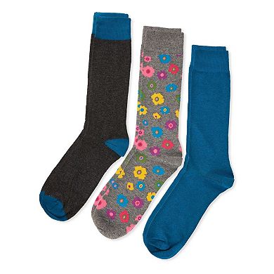 Flower Power Cotton Blend Crew Sock 3 Pack