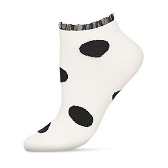 Ruffle Polka Dot Cotton Blend Low-Cut Sock