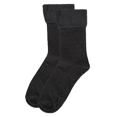 Women's Pindot Soft-Fit Thick Cuff Cotton Rich Crew Sock
