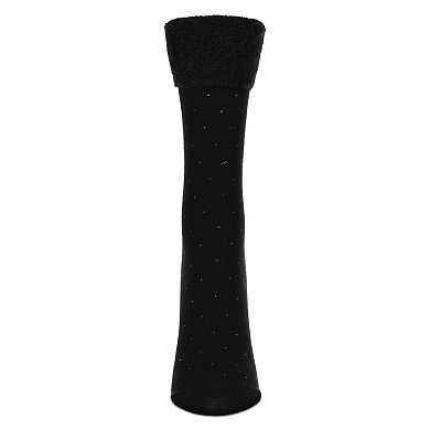 Women's Pindot Soft-Fit Thick Cuff Cotton Rich Crew Sock