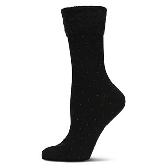 Women's Pindot Soft-Fit Thick Cuff Cotton Rich Crew Sock