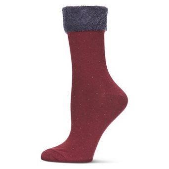 Women's Pindot Soft-Fit Thick Cuff Cotton Rich Crew Sock