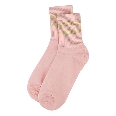 Women's Shimmer Sports Stripe Cotton Blend Anklet Sock