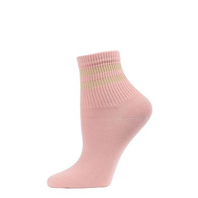 Women's Shimmer Sports Stripe Cotton Blend Anklet Sock