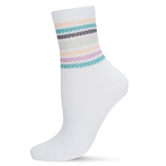 Women's Metallic Multicolor Stripe Cotton Blend Anklet Socks