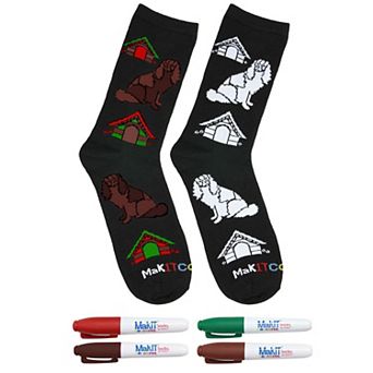 MakIT Color Your Own Floral Crew Sock Marker Kit