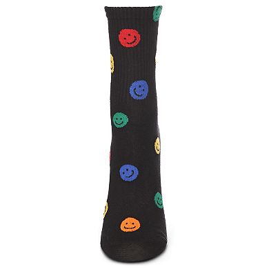 Women's Happy Days Cotton Blend Smiley Face Crew Sock