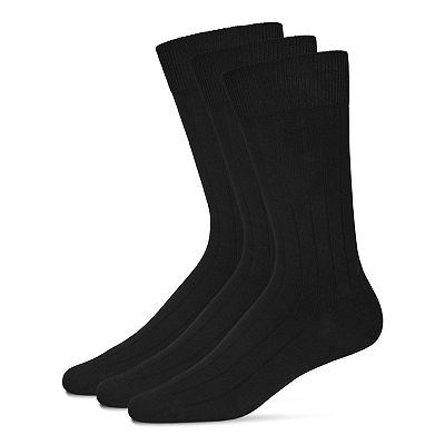 12-Pack Men's Black Ribbed Dress Socks - Crew Length, Size 10-13 (Fits 9-11 Too)