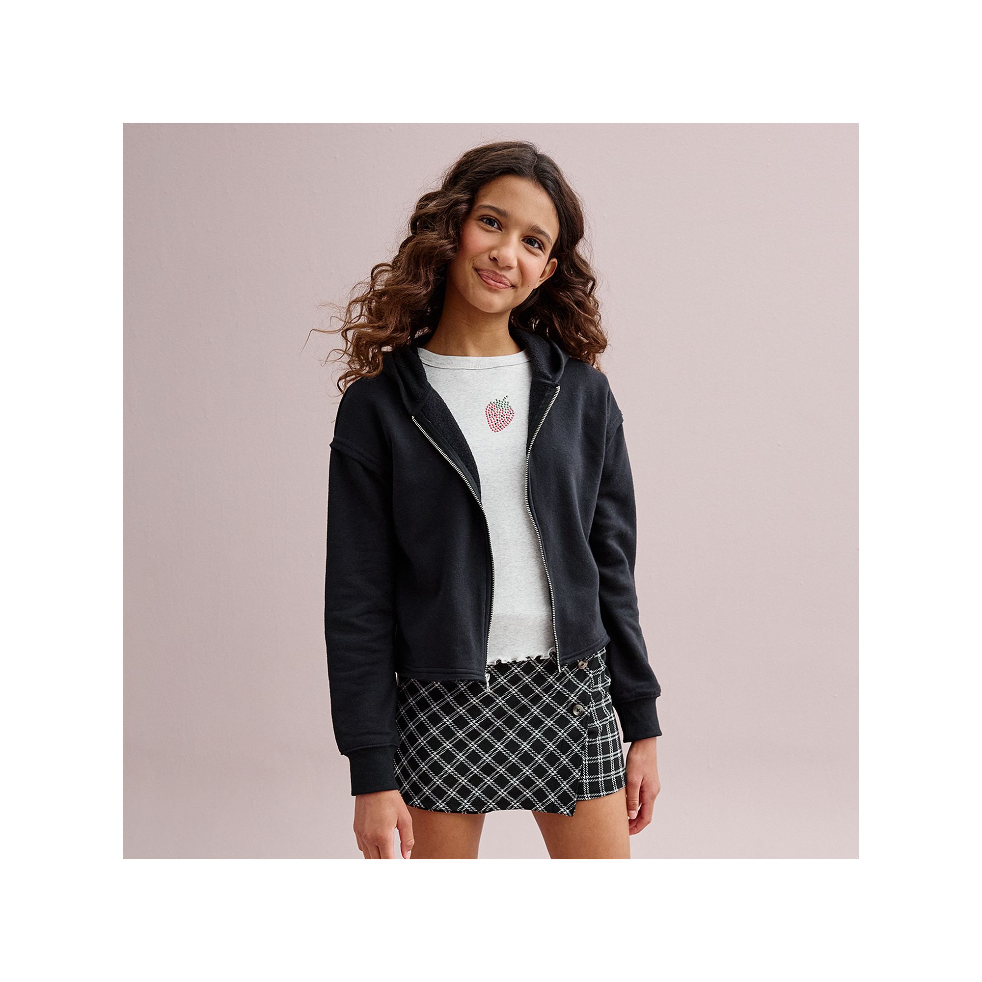 Girls 4-20 SO® Cropped Zip-Up Hoodie in Regular & Plus Size, Girls, Size: