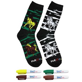 MakIT Color Your Own Floral Crew Sock Marker Kit