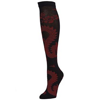 Natori Dragon Cotton Blend Knee High Sock