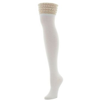 Lace Top Open Knit Over The Knee Cotton Blend Spring Socks