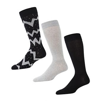 Lightning Bolt Cotton Blend Crew Sock 3 Pack
