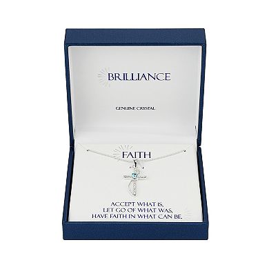 Brilliance Silver Plated Crystal Birthstone Cross Pendant Necklace