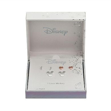 Disney's Mickey Mouse, Heart & Crystal Stud Earring Trio Set