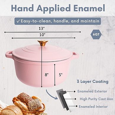 Lexi Home 6 Qt Round Enameled Dutch Oven