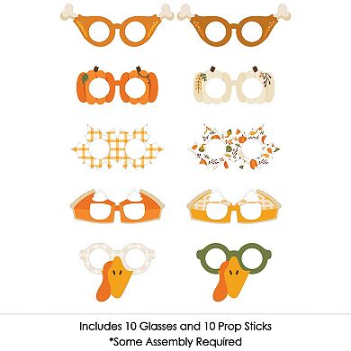 Big Dot Of Happiness Fall Friends Thanksgiving Glasses - Paper Photo Booth Props Kit - 10 Count