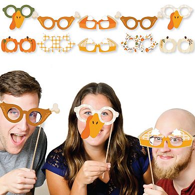 Big Dot Of Happiness Fall Friends Thanksgiving Glasses - Paper Photo Booth Props Kit - 10 Count