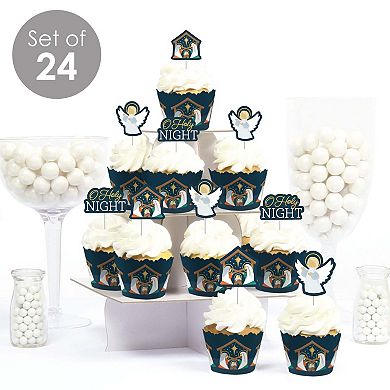 Big Dot Of Happiness Holy Nativity Religious Christmas Cupcake Wrappers & Treat Picks 24 Ct