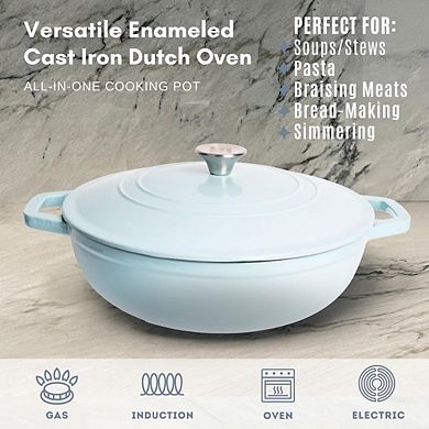 Lexi Home 5 Qt Round Enameled Dutch Oven Braiser