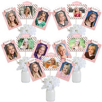 Big Dot Of Happiness Rose Gold Grad - Picture Centerpiece Sticks - Photo Table Toppers 15 pc