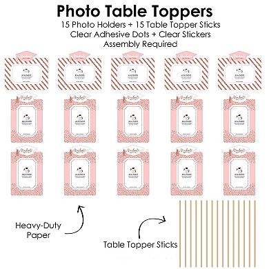 Big Dot Of Happiness Rose Gold Grad - Picture Centerpiece Sticks - Photo Table Toppers 15 Pc