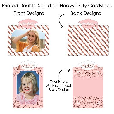 Big Dot Of Happiness Rose Gold Grad - Picture Centerpiece Sticks - Photo Table Toppers 15 Pc