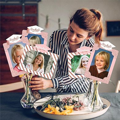 Big Dot Of Happiness Rose Gold Grad - Picture Centerpiece Sticks - Photo Table Toppers 15 Pc