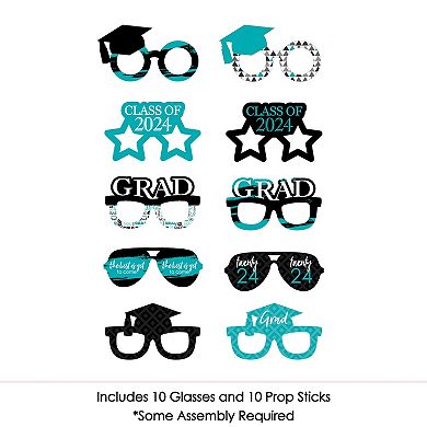 Big Dot Of Happiness Teal Grad Glasses Best Is Yet To Come 2024 Party Photo Booth Props 10 Ct