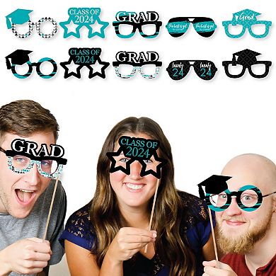 Big Dot Of Happiness Teal Grad Glasses Best Is Yet To Come 2024 Party Photo Booth Props 10 Ct