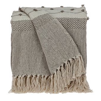 Beige and Brown Blended Wool Throw Blanket 52" x 67"