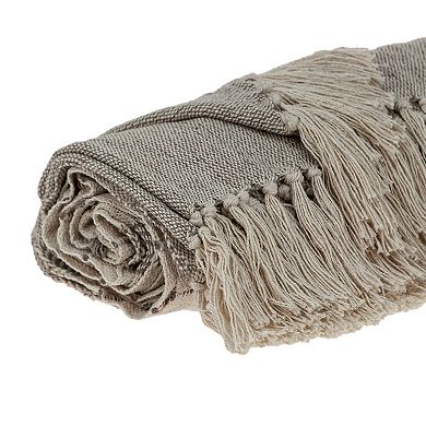 Beige and Brown Blended Wool Throw Blanket 52" x 67"