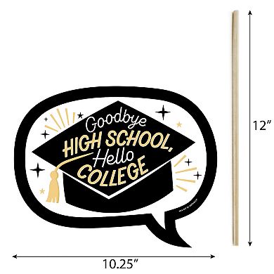 Big Dot Of Happiness Funny Goodbye High School, Hello College Grad Photo Booth Props 10 Pc