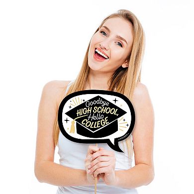 Big Dot Of Happiness Funny Goodbye High School, Hello College Grad Photo Booth Props 10 Pc