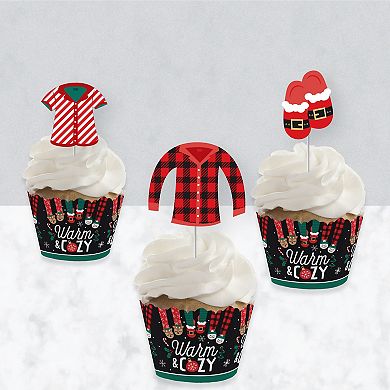 Big Dot Of Happiness Christmas Pajamas Holiday Party Cupcake Wrappers & Treat Picks Kit 24 Ct