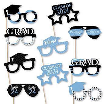 Big Dot Of Happiness Light Blue Grad Glasses Best Is Yet To Come 2026 Photo Booth Props 10 ct