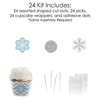 Big Dot Of Happiness Winter Wonderl& - Party Decor Cupcake Wrappers & Treat Picks Kit - 24 Ct