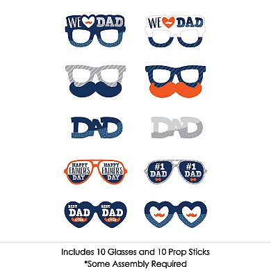 Big Dot Of Happiness Happy Father's Day Glasses - Paper Dad Party Photo Booth Props Kit 10 Ct