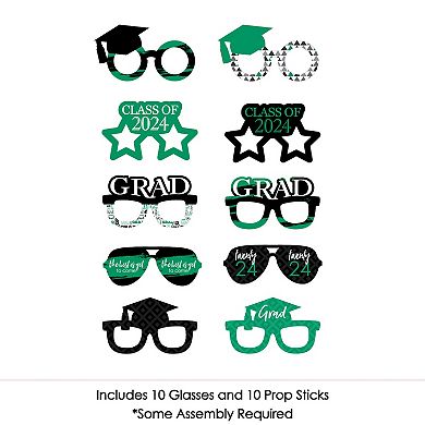 Big Dot Of Happiness Green Grad Glasses - Best Is Yet To Come 2024 Photo Booth Props - 10 Ct