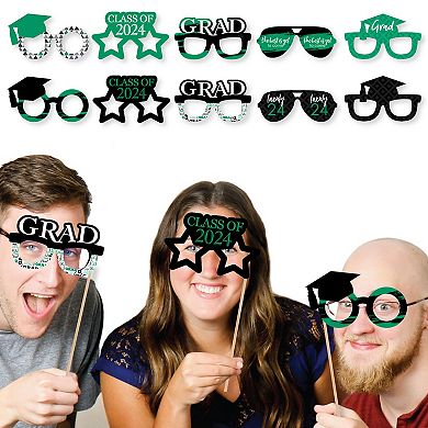 Big Dot Of Happiness Green Grad Glasses - Best Is Yet To Come 2024 Photo Booth Props - 10 Ct