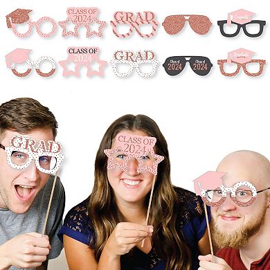 Big Dot Of Happiness Rose Gold Grad Glasses 2024 Paper Graduation Photo ...