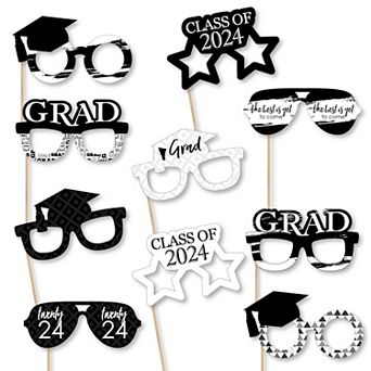 Big Dot Of Happiness Black/white Grad Glasses Best Is Yet To Come 2026 Photo Booth Props 10 ct