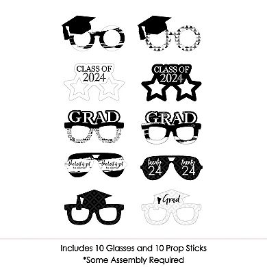 Big Dot Of Happiness Black/white Grad Glasses Best Is Yet To Come 2024 Photo Booth Props 10ct
