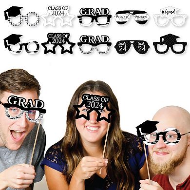 Big Dot Of Happiness Black/white Grad Glasses Best Is Yet To Come 2024 Photo Booth Props 10ct