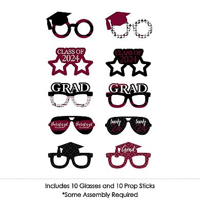 Big Dot Of Happiness Maroon Grad Glasses - Best Is Yet To Come 2024 Photo Booth Props - 10 Ct