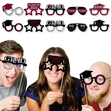 Big Dot Of Happiness Maroon Grad Glasses - Best Is Yet To Come 2024 Photo Booth Props - 10 Ct