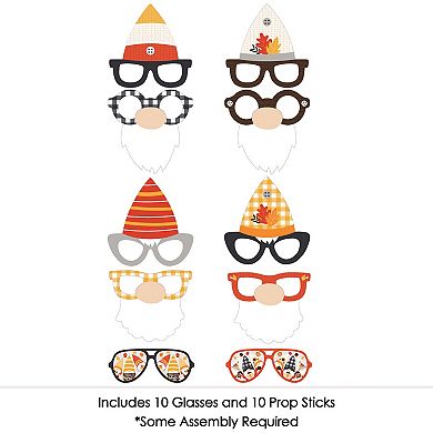 Big Dot Of Happiness Fall Gnomes Glasses - Paper Autumn Harvest Photo Booth Props Kit - 10 Ct