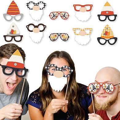 Big Dot Of Happiness Fall Gnomes Glasses - Paper Autumn Harvest Photo Booth Props Kit - 10 Ct