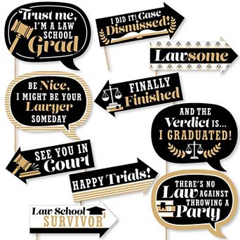 Big Dot Of Happiness Funny Law School Grad - Future Lawyer Graduation Photo Booth Props 10 pc