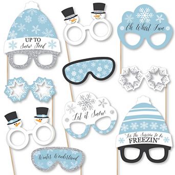 Big Dot Of Happiness Winter Wonderland Glasses - Paper Cardstock Photo Booth Props Kit 10 ct
